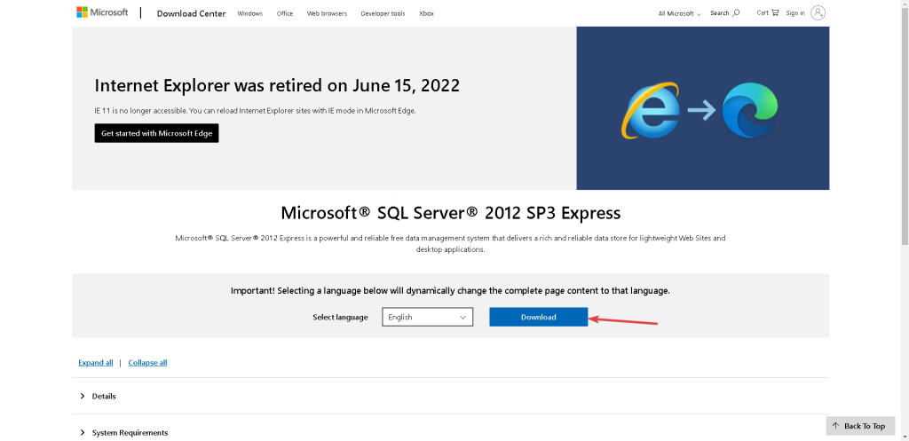 Adım 1 - MS SQL İndirilmesi